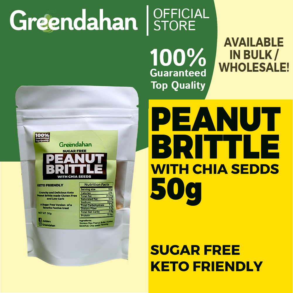 Greendahan Peanut Brittle SUGARFREE (With Cacao Nibs or Chia seeds