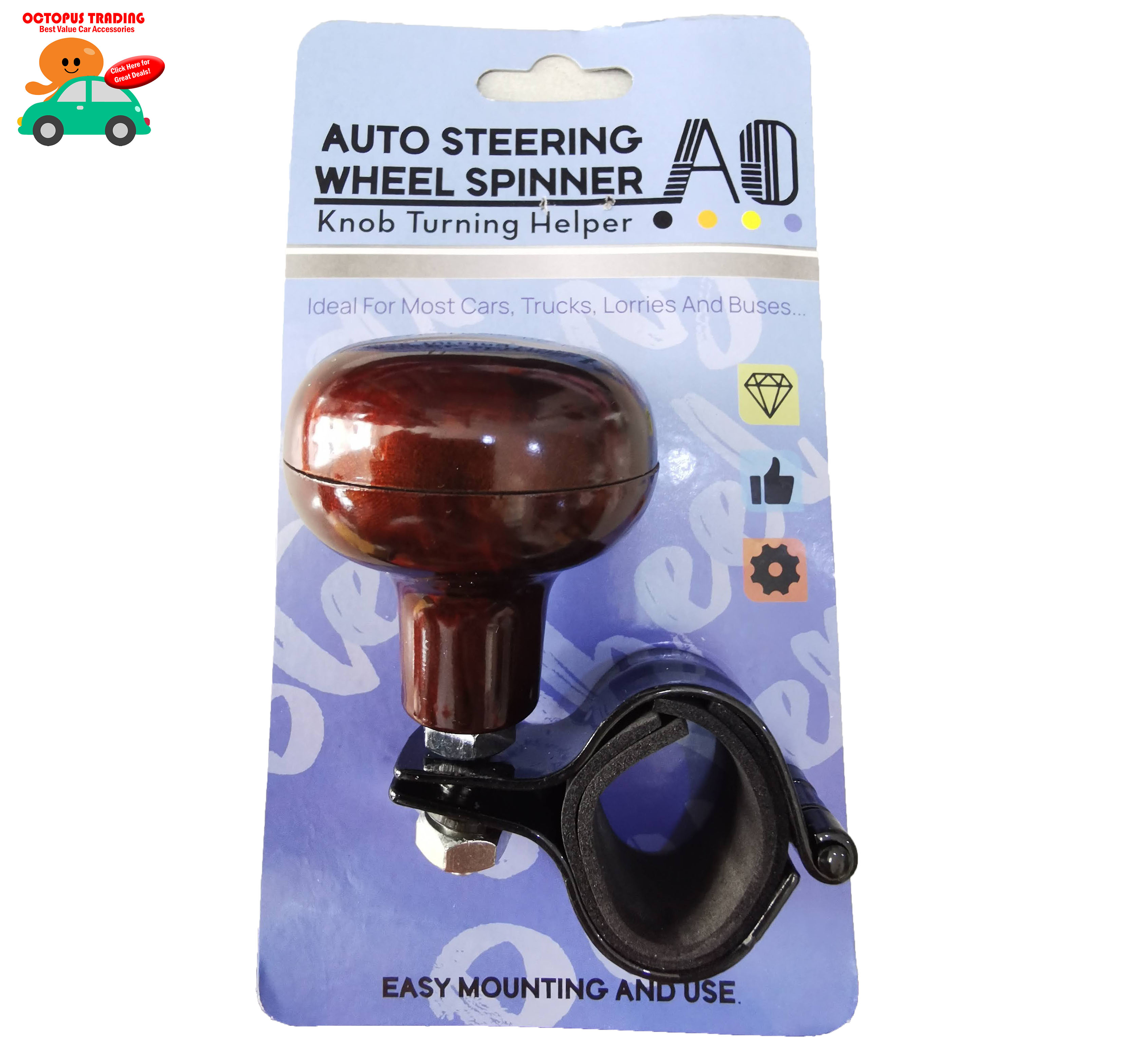 Steering Wheel Knob Spinner Universal Heavy Duty Car Truck Wood