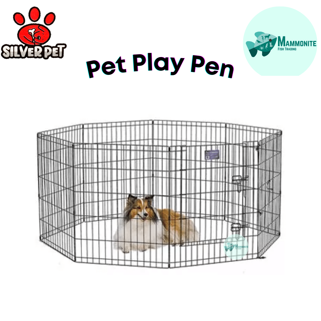 Pet Dog Cat Silver Pet Play Pen Cage Enclosure Crate Stainless
