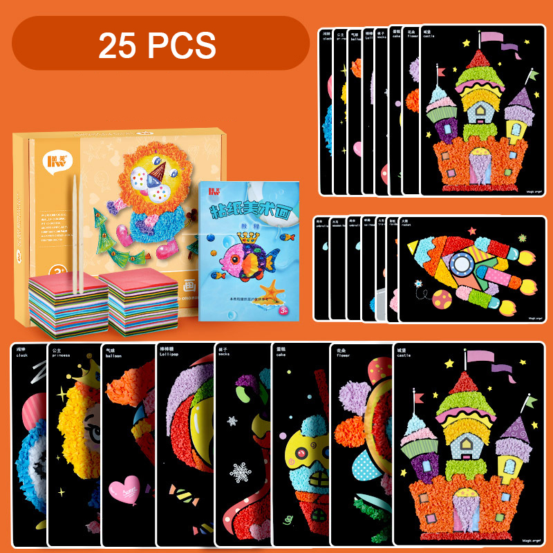 Kids DIY Sticky Paper Painting Cartoon Felt Paper Creative