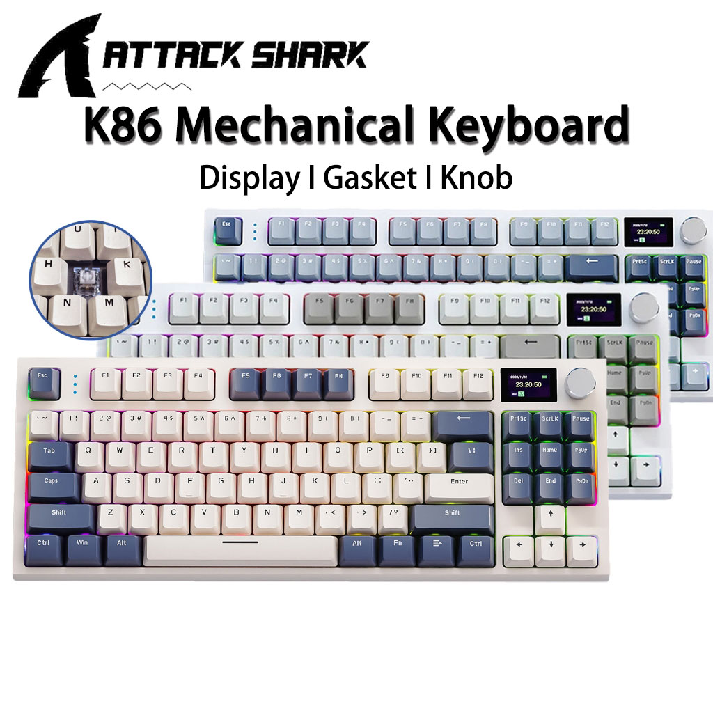 Attack Shark K86 Gasket Mounted Tri-Mode Wireless Hotswappable Keyboard  with Display » Spark Technology