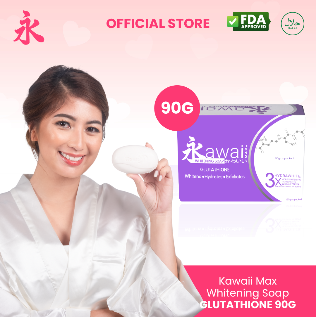 Kawaii Max Glutathione Whitening Soap 90g Premium Anti-Acne Brightening Soap Halal Exfoliating Moisturizing Soap Gentle Formula Anti-Aging Soap - Lazada