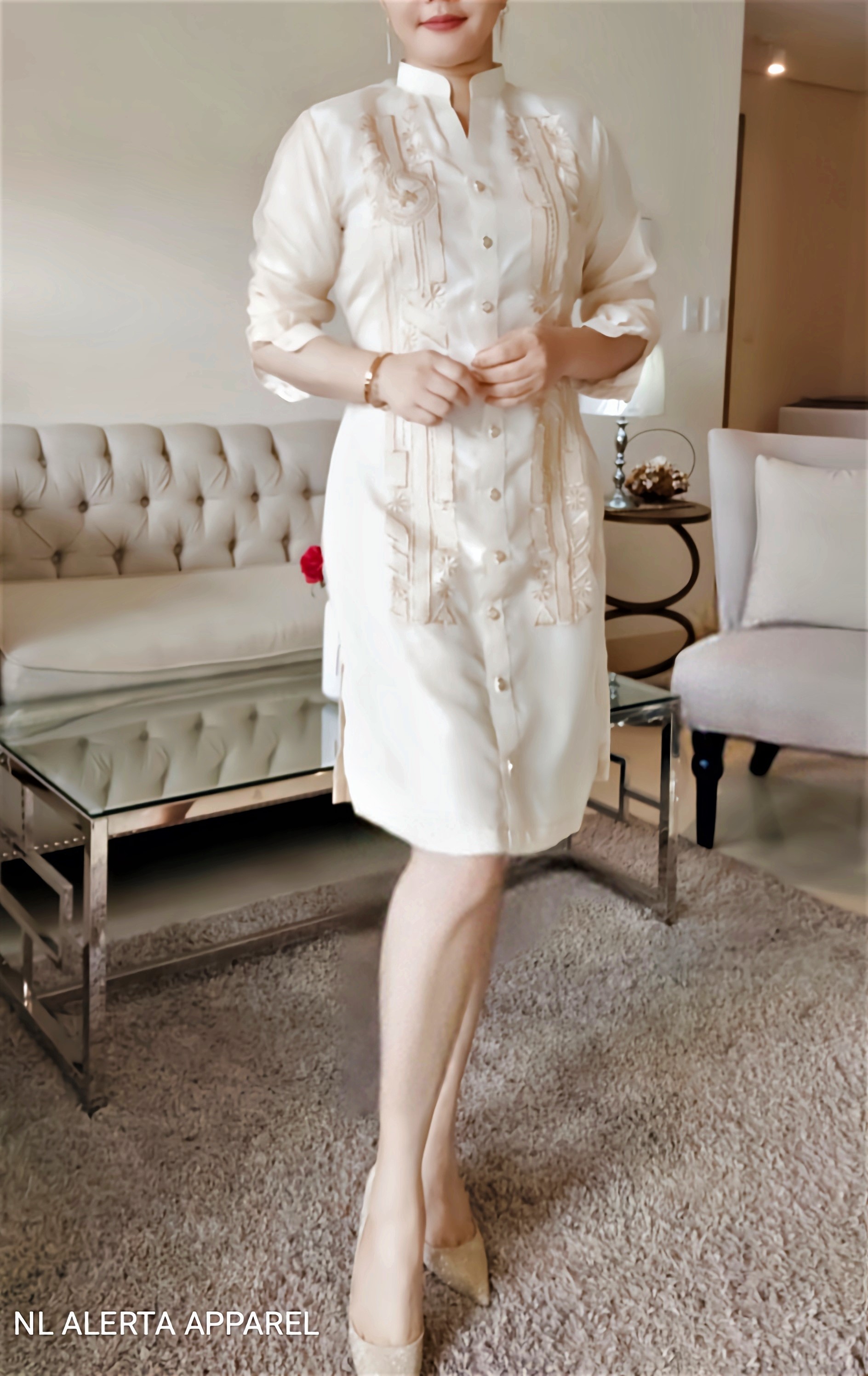 MODERN BARONG DRESS WITH EAGLES LOGO FOR WOMEN Pina Organza With