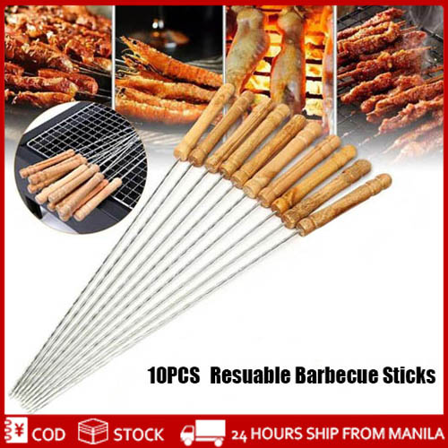 Reusable Barbecue Skewers, 10 PCS Stainless Steel Barbecue Skewer BBQ