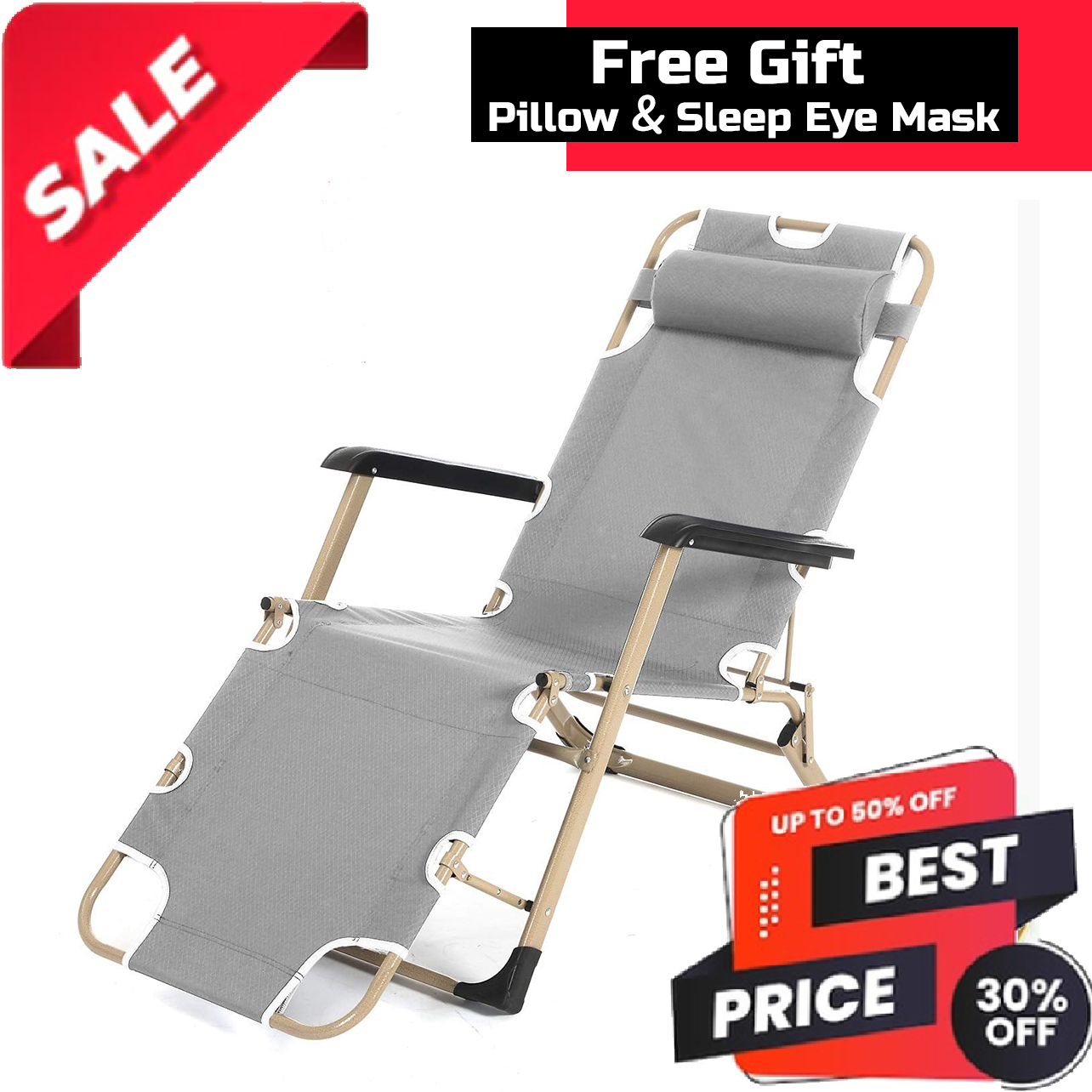 Folding Chair Bed Reclining Chair Multifunctional 2 Way Lunch Break