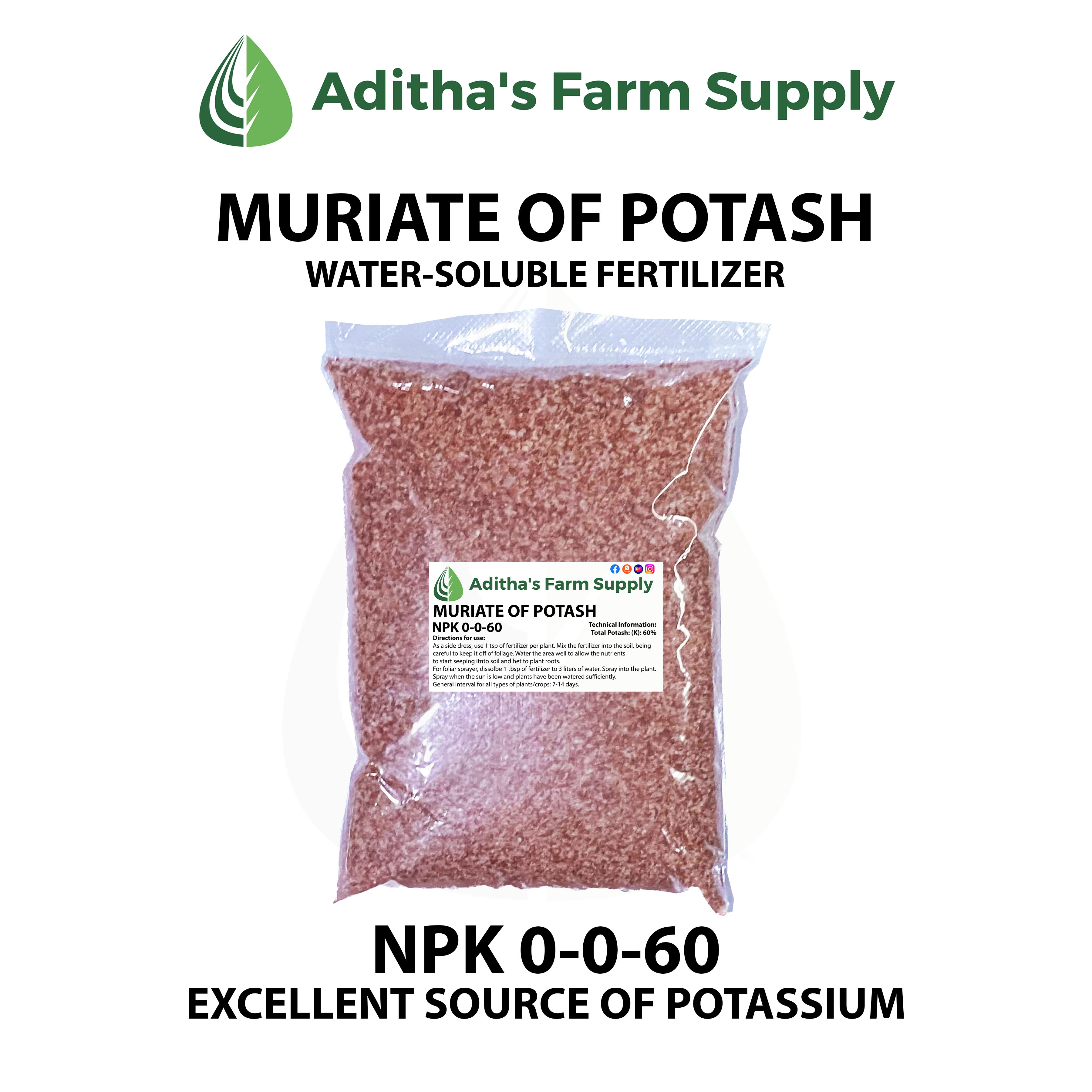 Muriate Of Potash Fertilizer Npk 0 0 60 High In Potassium Content 200 Grams 1 Kilo Lazada Ph