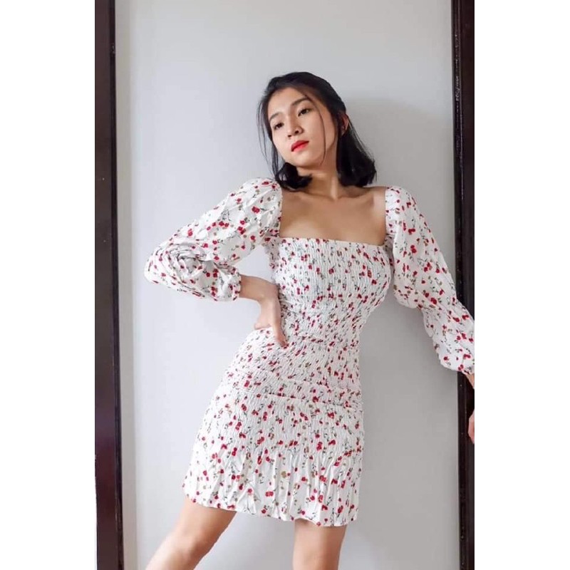 Celeste Floral Long Puff Sleeve Smocked 