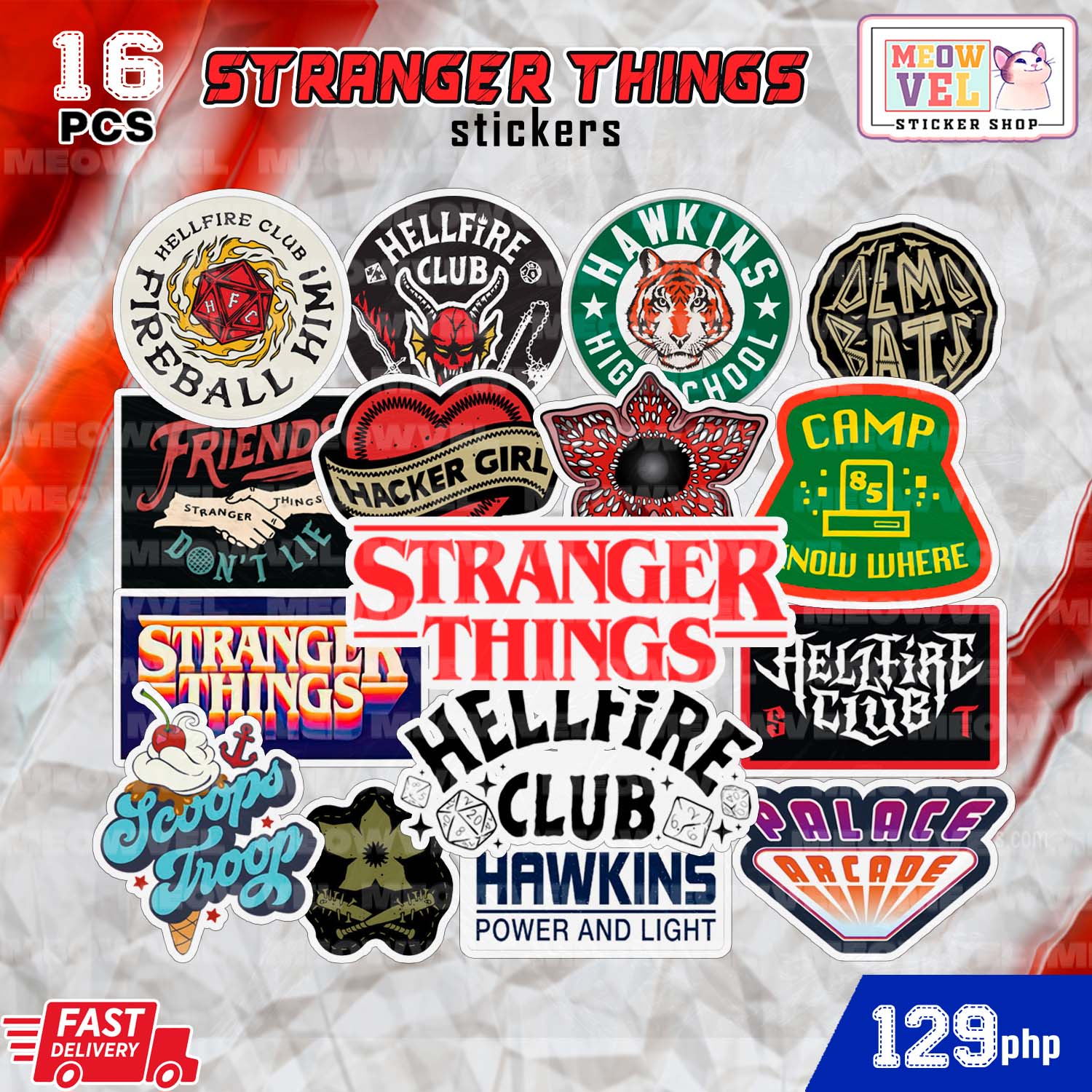 [16 PCS] Stranger Things Logo sticker pack | Lazada PH
