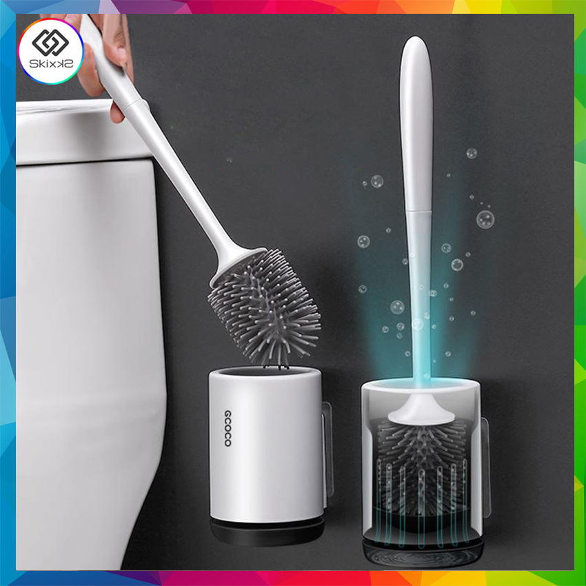 Silicone Toilet Brush and Holder Set, Toilet Brush Toilet Bowl Cleaner
