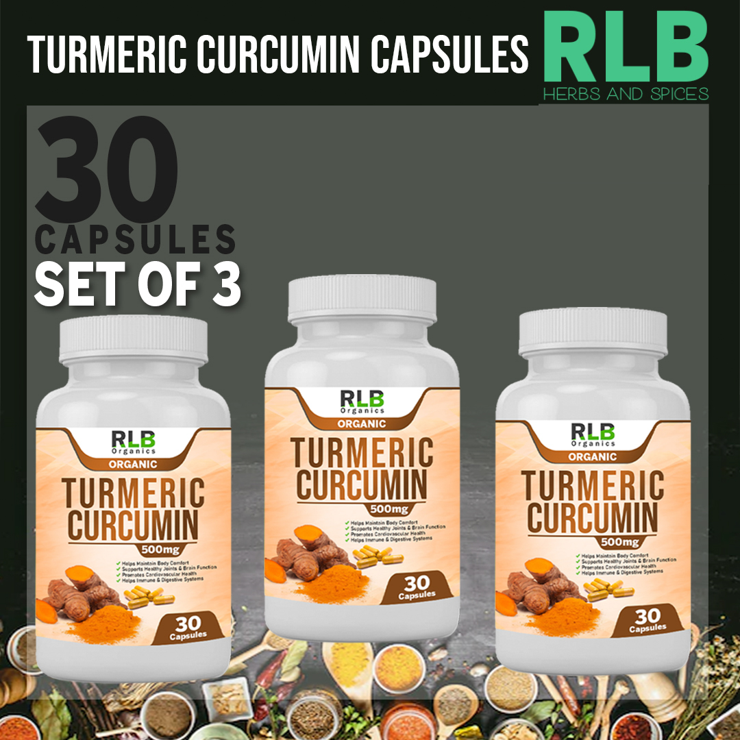 Set of 3 Turmeric Curcumin 30 Capsules Help Treat Conditions like