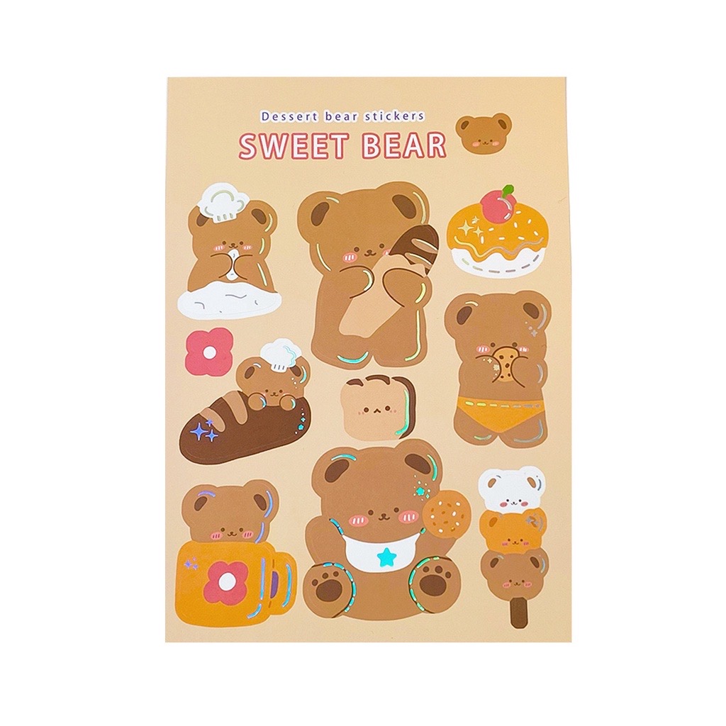 themaes korean bear stickers sticker sheet journaling sticker cute stickers 1 piece lazada ph