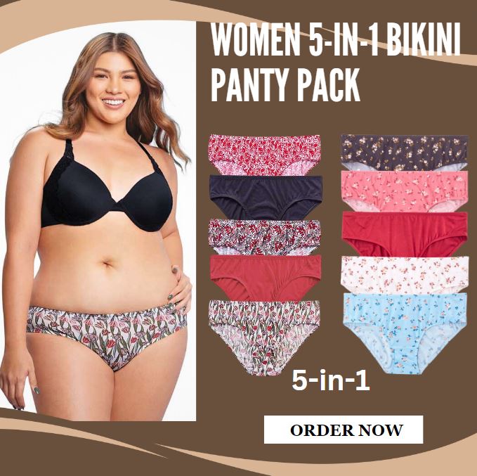 Natasha 5-in-1 Plus Size Bikini Panty for Women, Sexy & Seamless