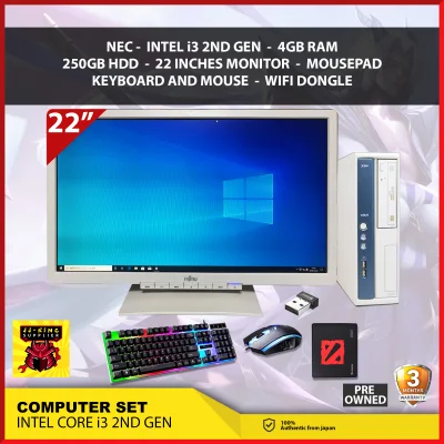 DESKTOP PC COMPUTER SET PACKAGE / LENOVO / HP / NEC / INTEL i3 2ND GEN / 17/ 22 INCHES MONITOR / KEYBOARD AND MOUSE / MOUSE PAD / WIFI DONGLE / INTEL HD GRAPICS / WINDOWS READY