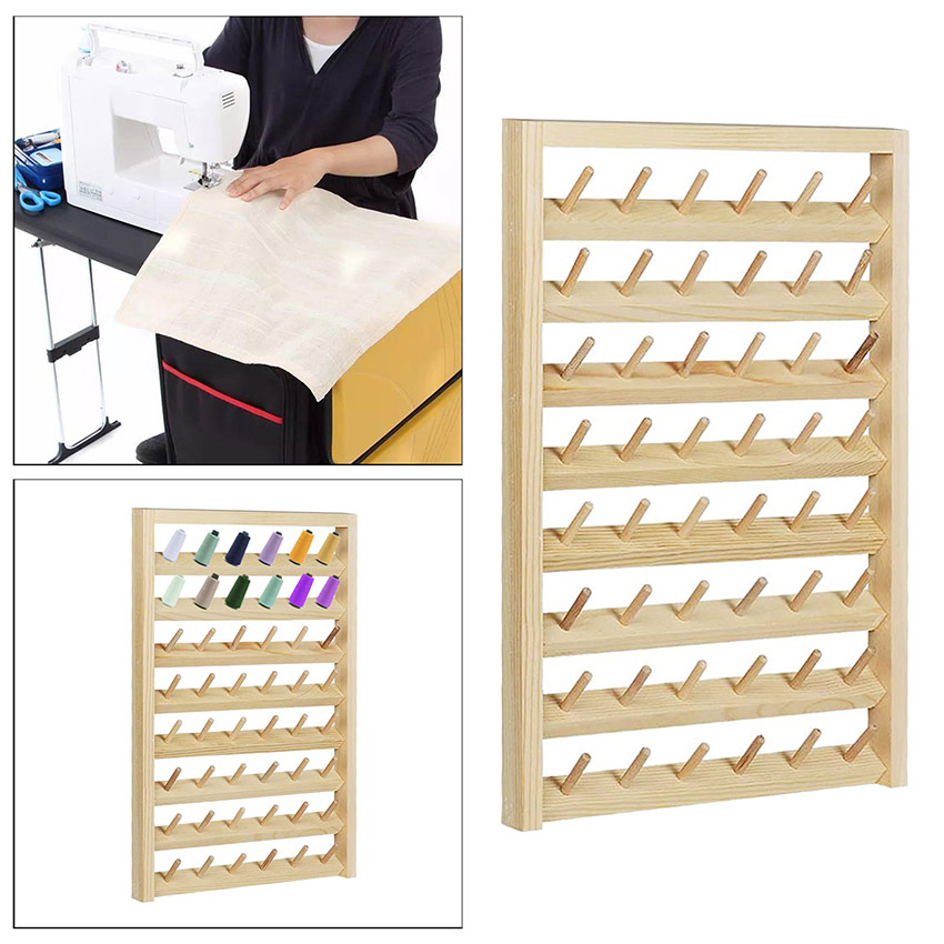 Wood Sewing Thread Display Rack 48 Spool Sewing Thread Rack Wall Mount