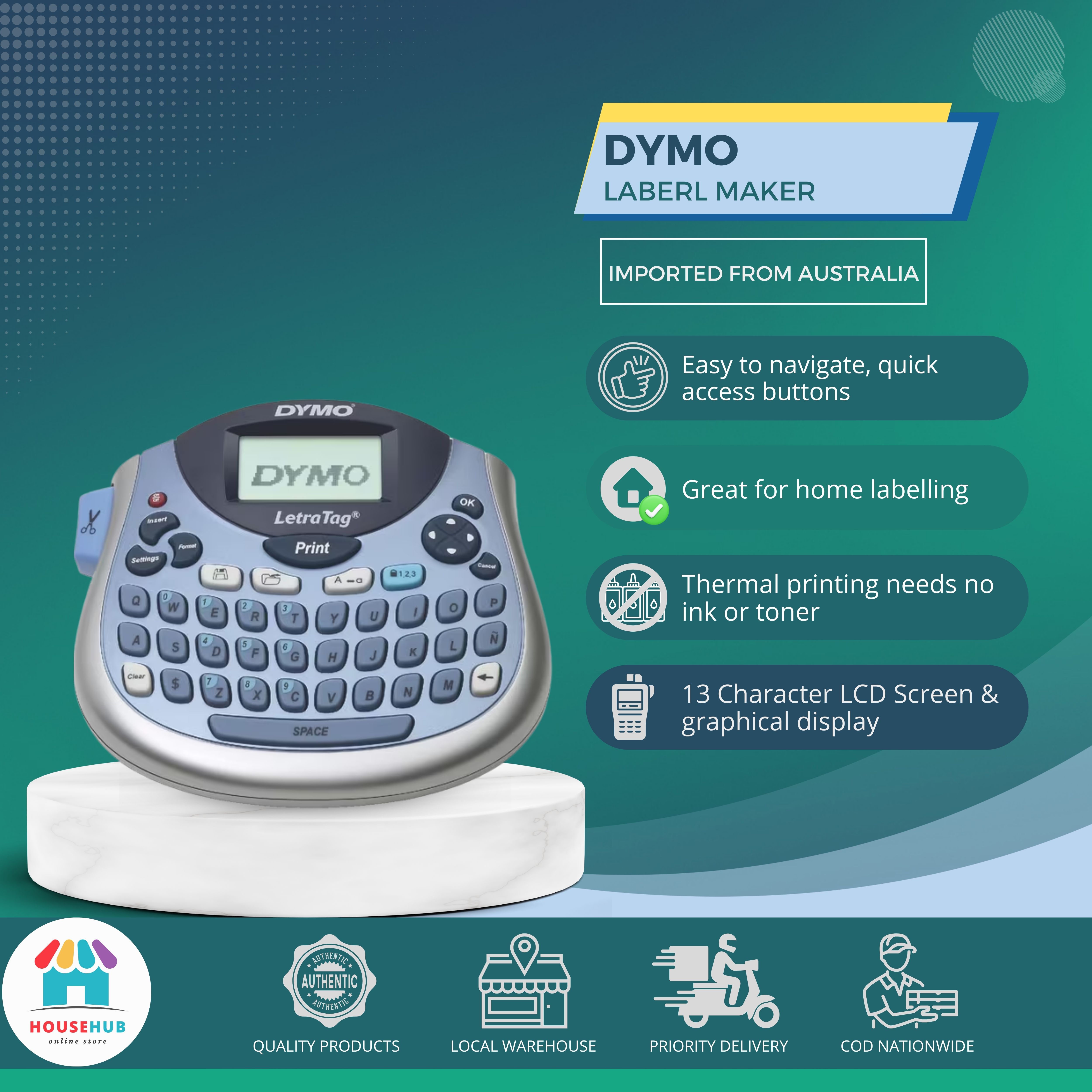 DYMO LetraTag LT100T TableTop Label Maker, Blue Lazada PH