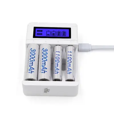4 Slots Lcd Screen Usb Battery Charger For Rechargeable Aa/Aaa/Ni-Cd/Ni-Mh