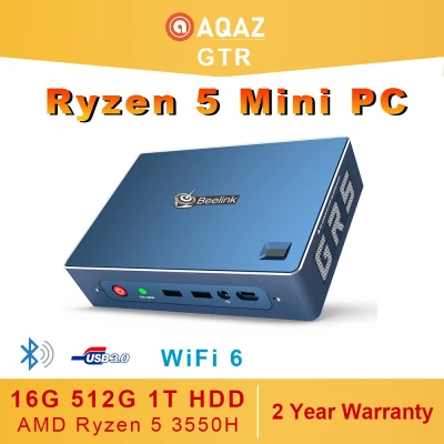 AQAZ NEW GT-R AMD Ryzen 5 3550H 8GB 16GB 512GB SSD 1TB HDD WIFI 6 GTR mini pc 4K Voice Interaction Smart Gaming Computer PC portable host