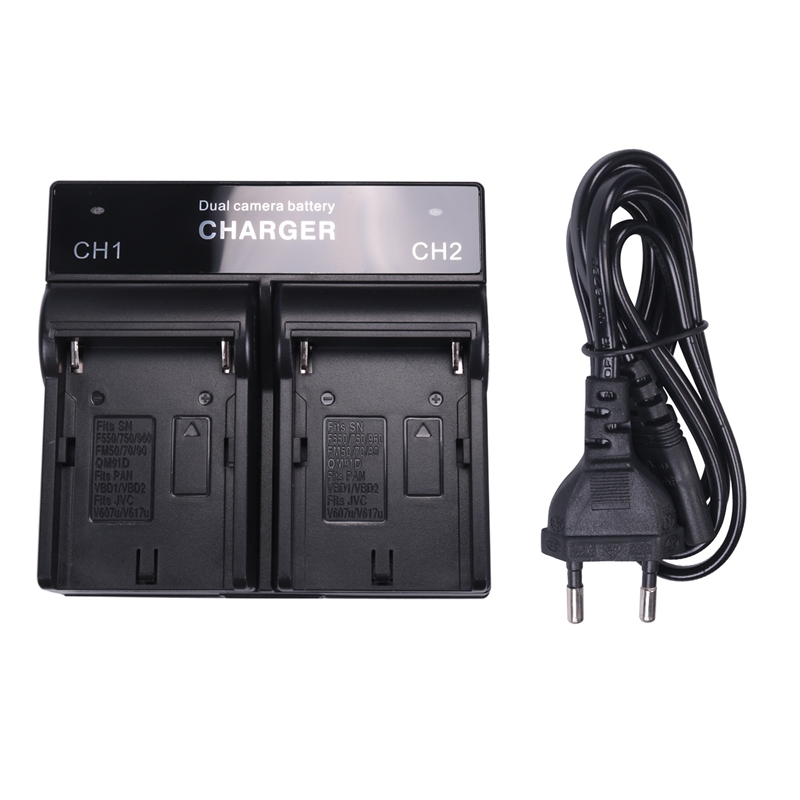 Dual channel battery charger for sony np - f970 f750 qm91d fm50 fm500h fm55h f960 battery