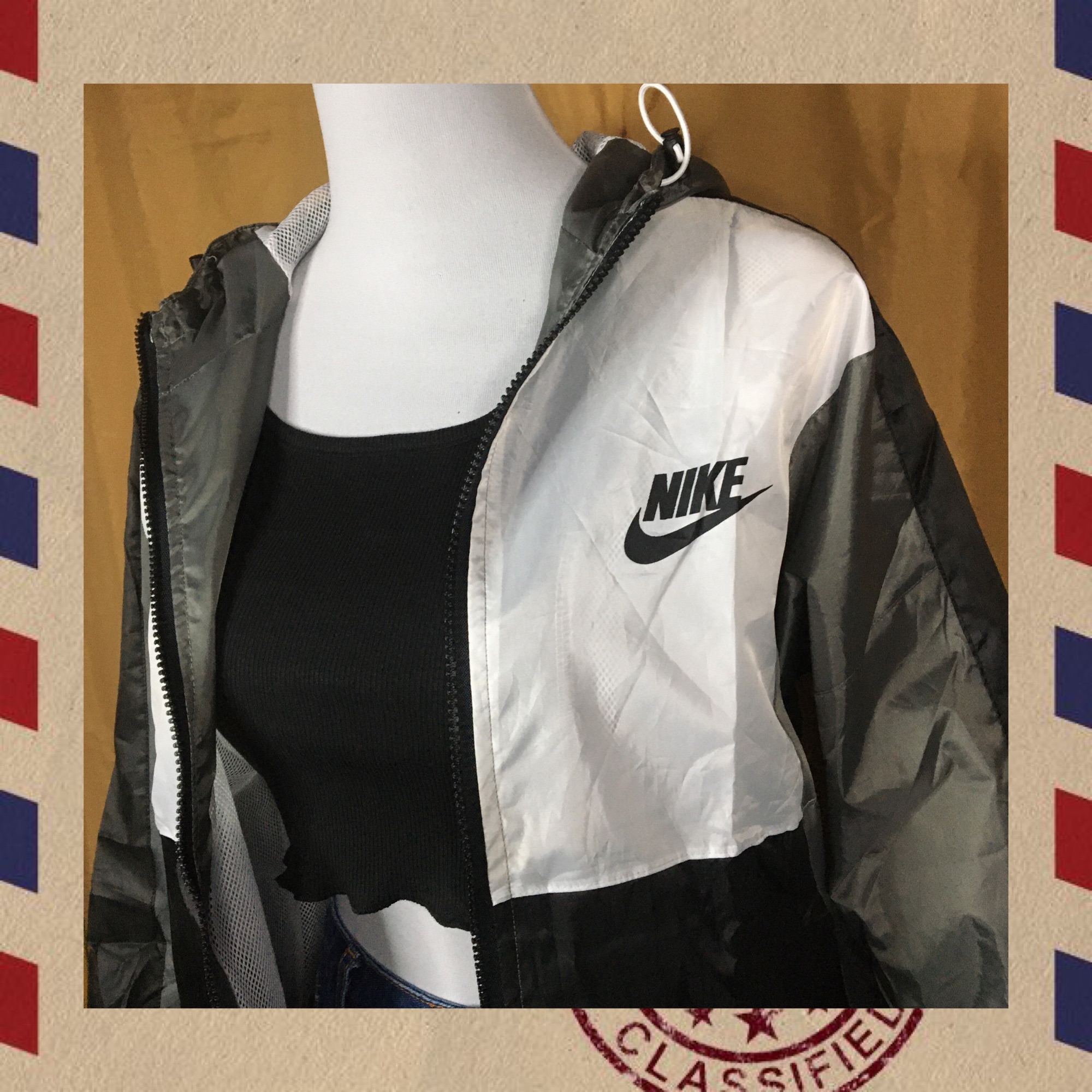 nike windbreaker black and grey