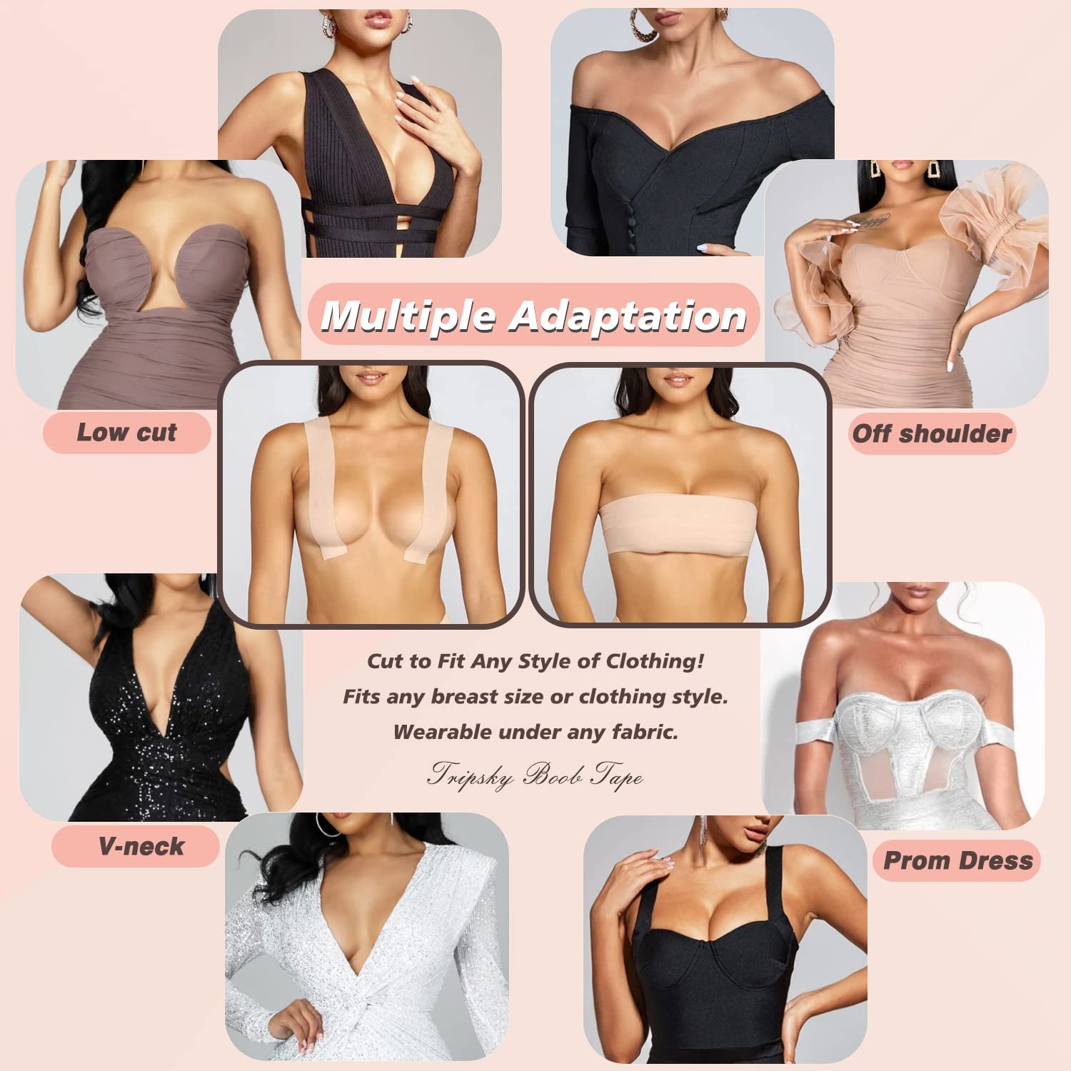 FS Boob Tape, Breast Lift Tape Push up Tape and Breast Pasties Strapless  Bra Tape Chest Support Tape