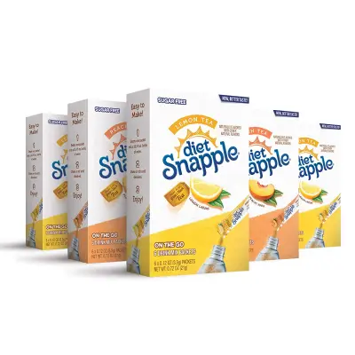 Zero Sugar / Sugar Free Powder Drink Juice Drink Snapple Diet Lemon/Peach Iced Tea 6packet = 1 box
