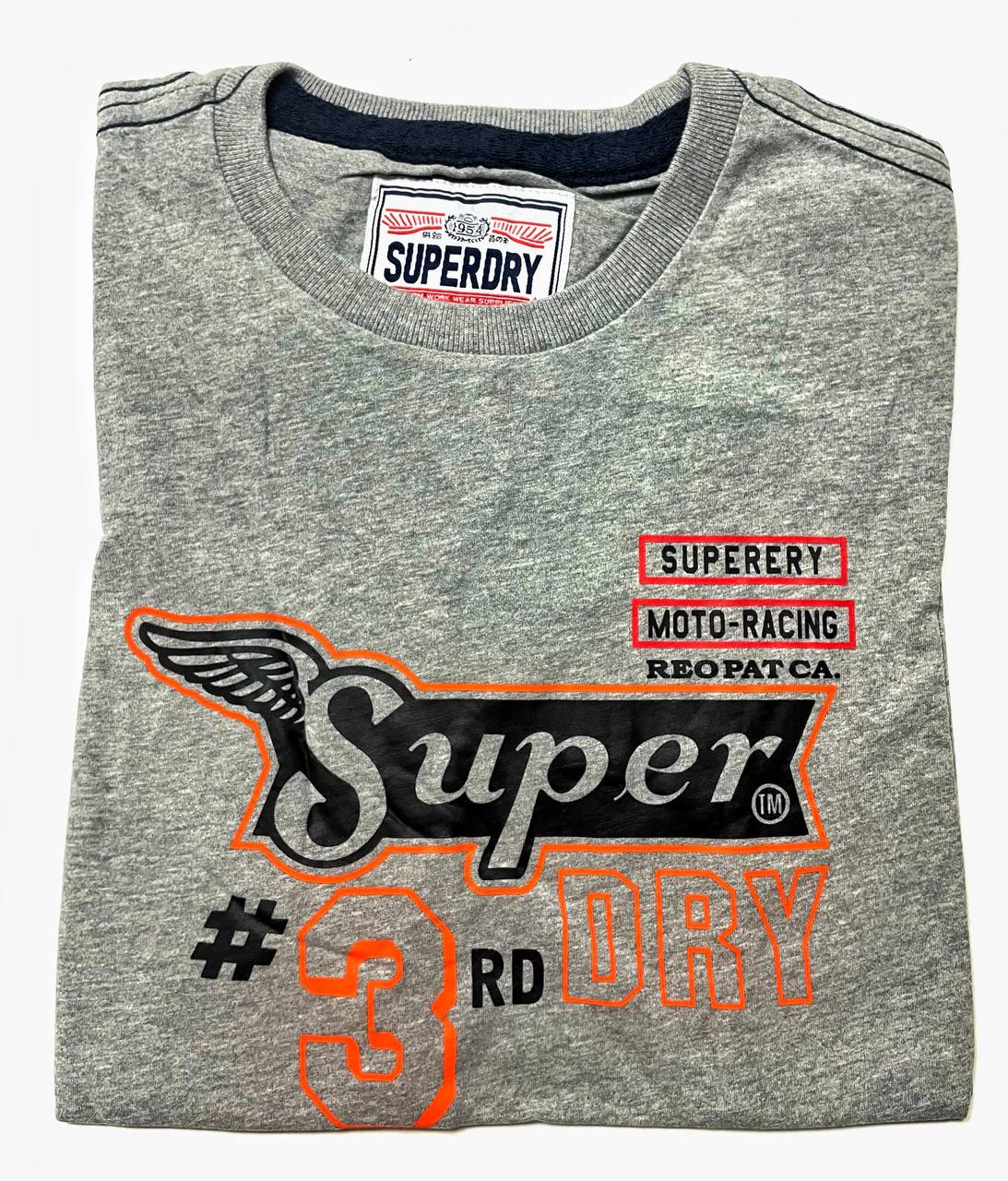 Superdry Uomini Blu Navy T Shirt A Maniche Lunghe Collo Henley Taglia S