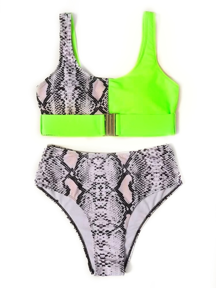 snakeskin buckle bikini