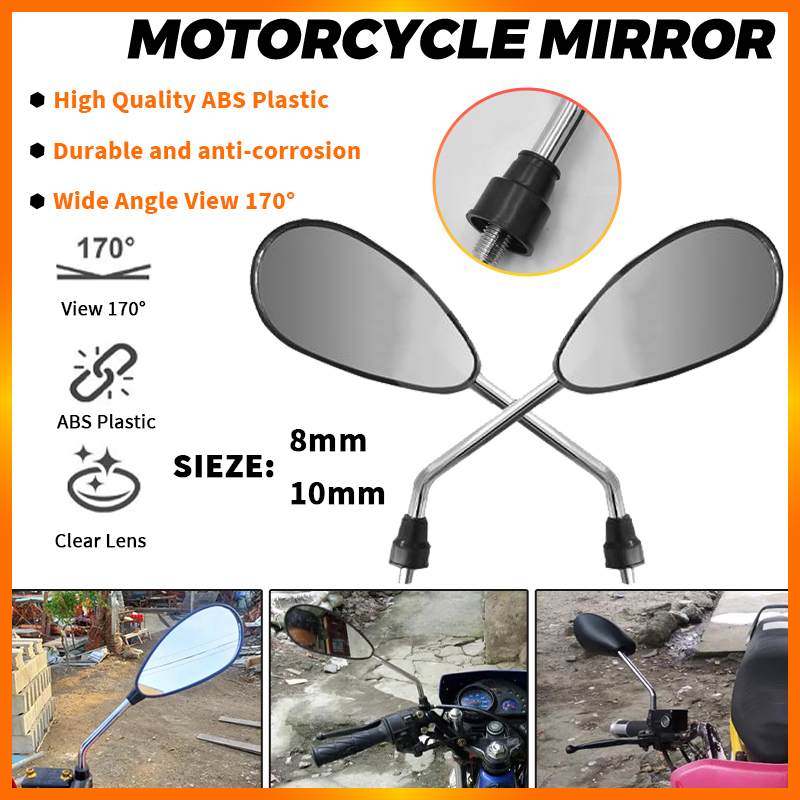 Eandm Suzuki Honda Motorcycle Side Mirror Long Stem Rearview Mirror 8mm