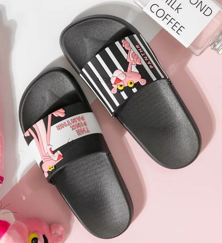 HSS-PINK PANTHER STRAP SLIPPERS SLIP ON FOR WOMEN FASHION HIGH
