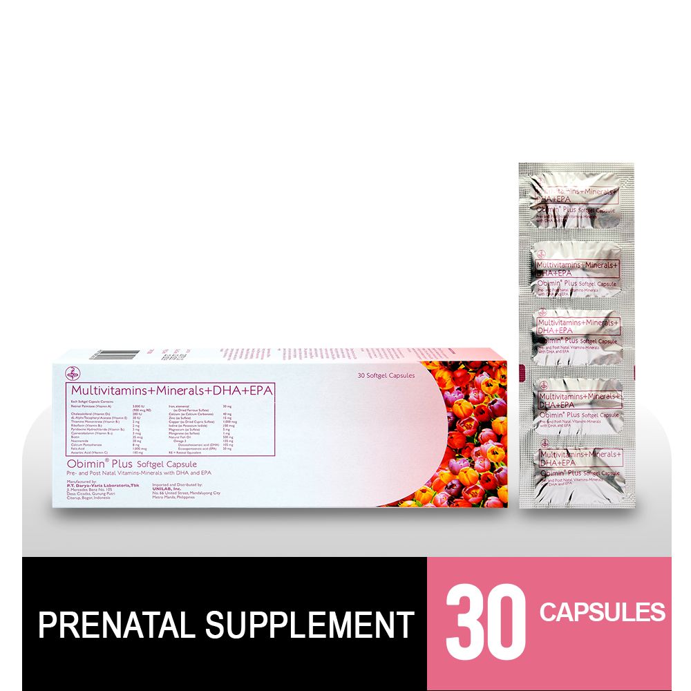 Obimin Plus 30 Capsules Prenatal Supplement With DHA And EPA For Baby's