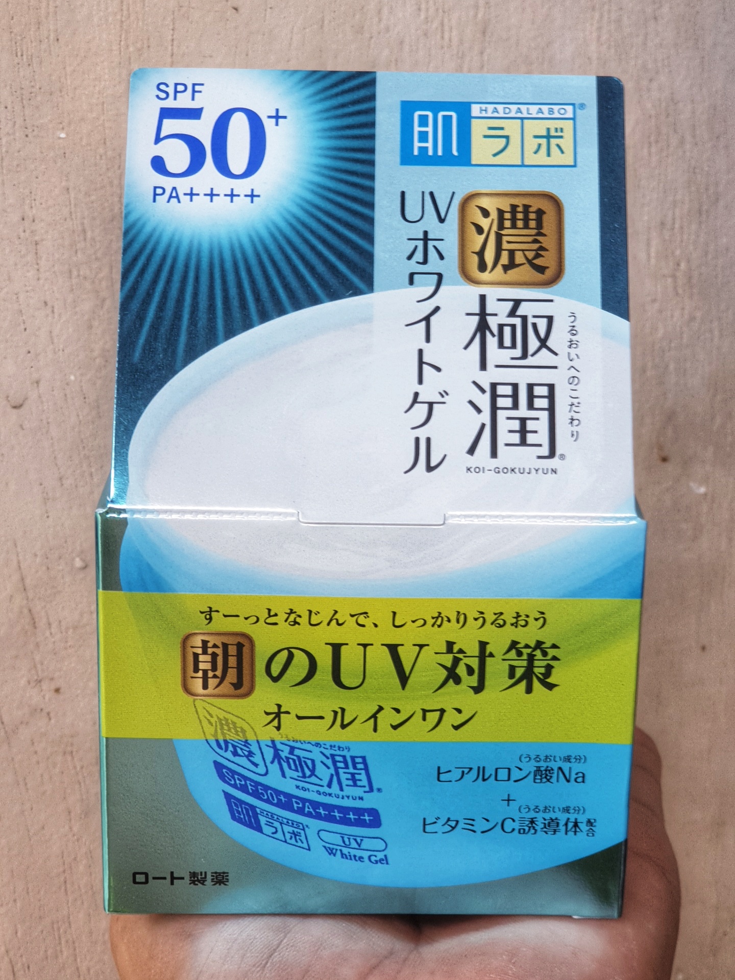 Hada Labo Gokujun UV White Gel Sunscreen SPF 50+ PA++++ 90g Moisturizer