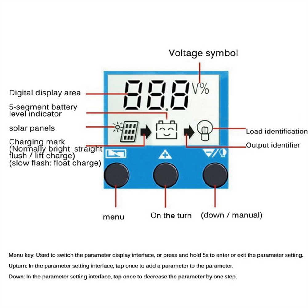 30-100A Bộ điều khiển sạc năng lượng mặt trời mới LCD USB 12V/24V Bảng điều khiển năng lượng mặt trời Bộ điều chỉnh sạc pin ô tô Bộ phận năng lượng mặt trời PV