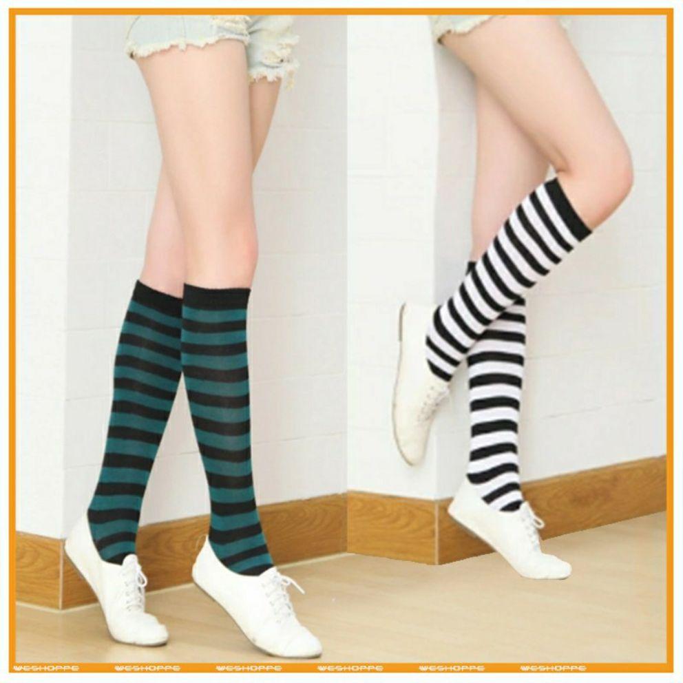 6Pairs Girls Knee Socks Thigh High Thick Stripe Stocking