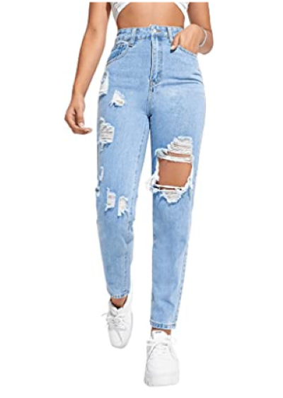 SweatyRocks Women's Hight Waisted Stretch Ripped Skinny Jeans