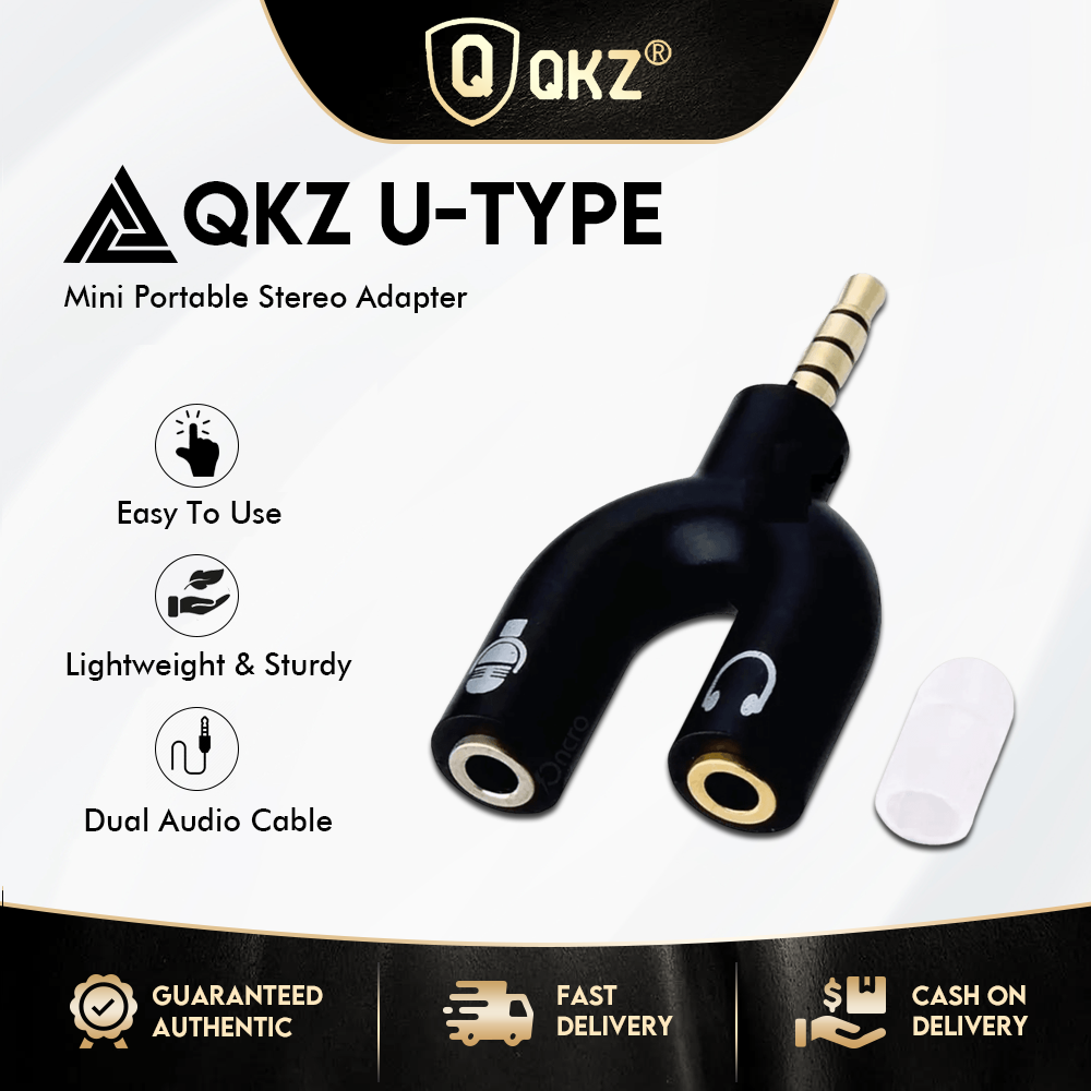 U Type Adapter Dual MM Headphone Plug Audio Cables Splitter