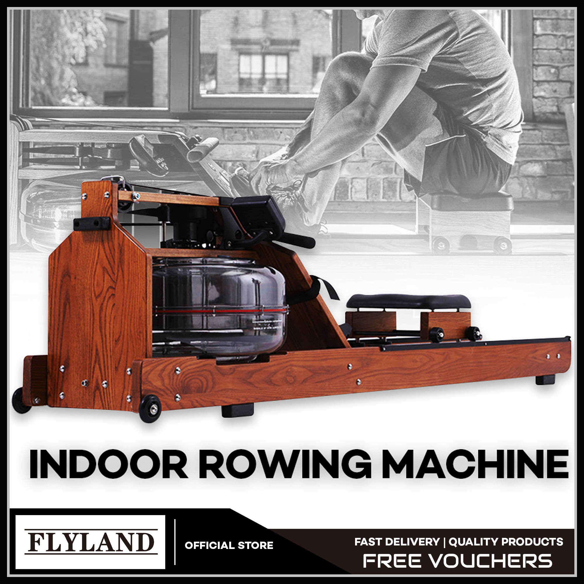 Indoor Rower Rowing Machine Oak Wood Water Rowing Machine with Monitor