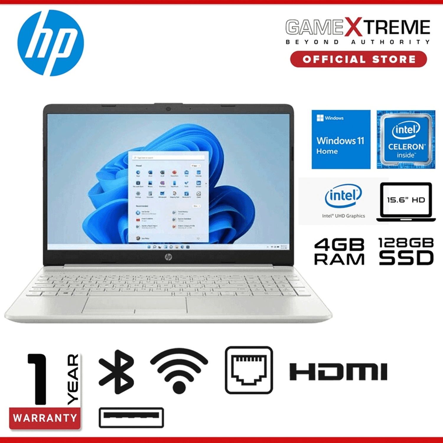 HP laptop 15dw1053dx 15.6" HD Intel Celeron N4120 4GB RAM 128GB SSD