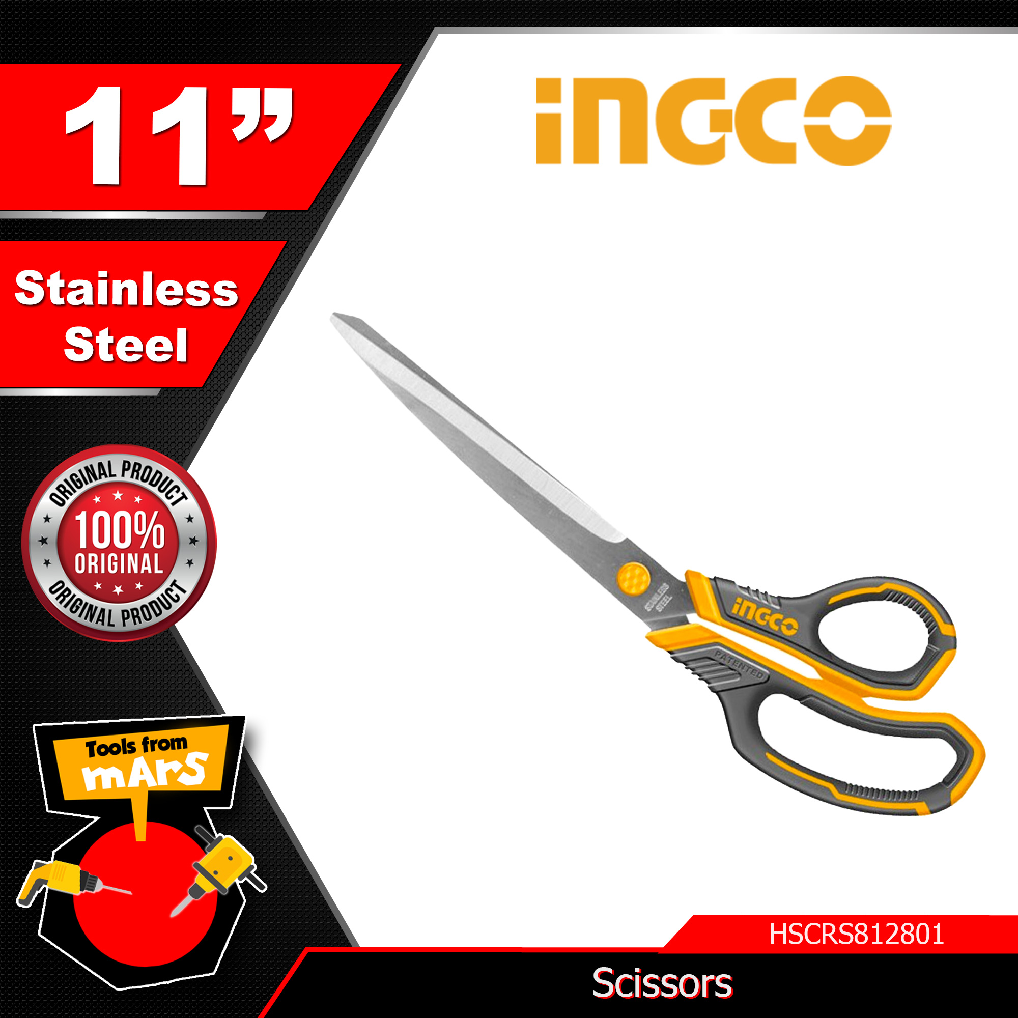 INGCO Stainless Steel Scissors 11" HSCRS812801 •TOOLS FROM MARS• IHT