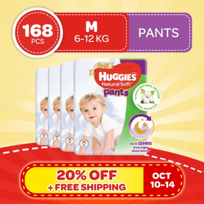 Huggies Natural Soft Pants Medium 56 pcs x 3 packs (168 pcs)
