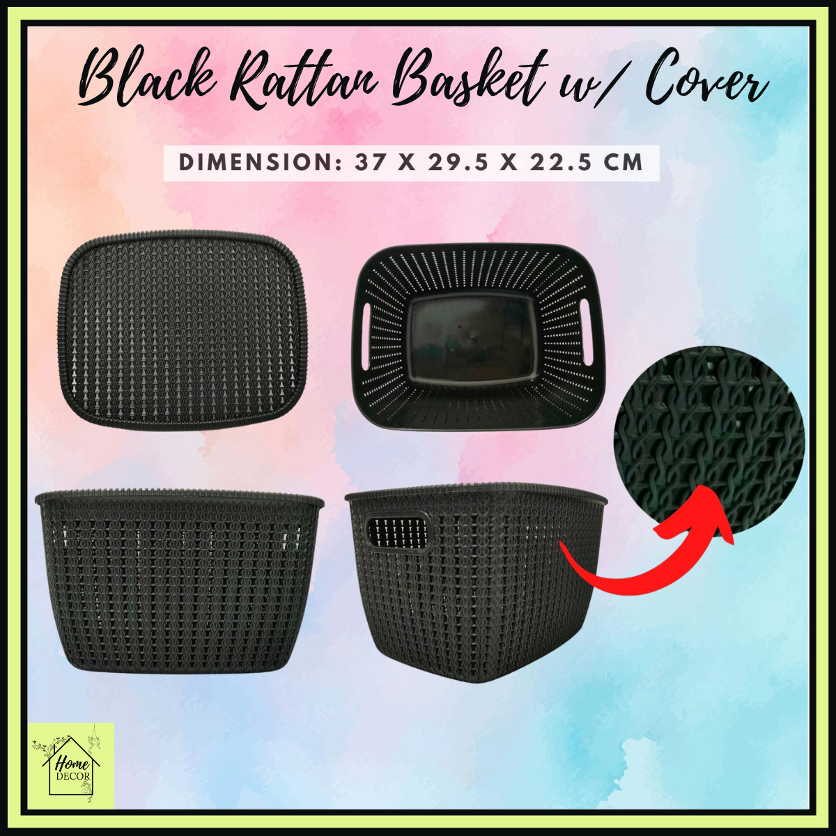 BLACK RATTAN STORAGE BASKET/ RATTAN STYLE PLASTIC BASKET/ STORAGE BOXES
