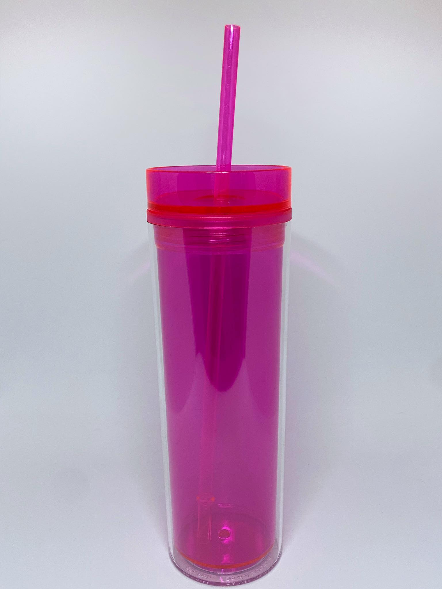 Slim Tall Double Wall Acrylic Tumbler 16oz. with FREE Reusable Straw by