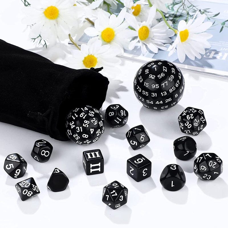 15Pieces Complete Polyhedral DND Dice Set D3-D100 Spherical RPG Dice Set,100 Sides Dice Set for Role Playing Table Games