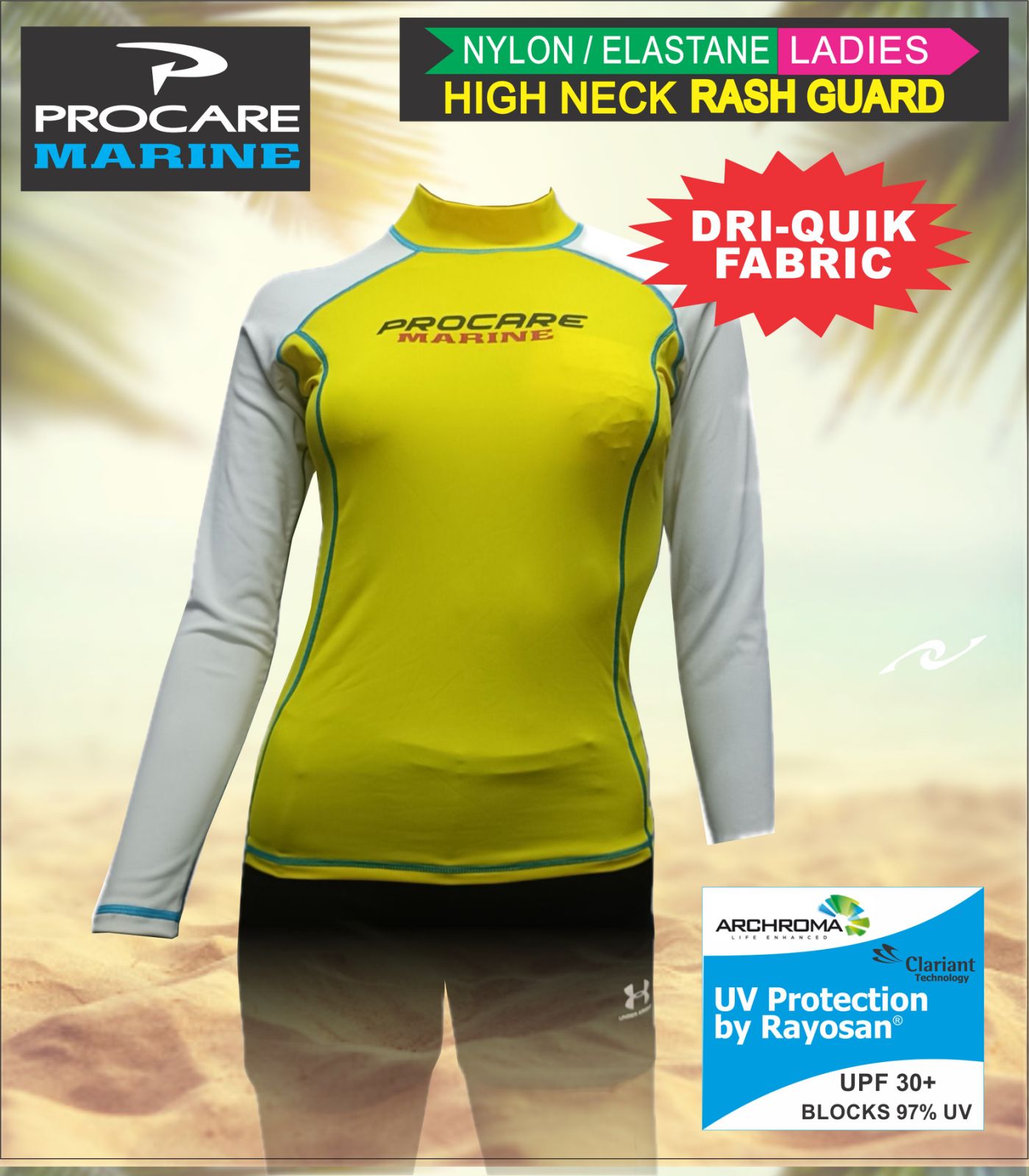 PROCARE MARINE 9324Y Ladies Rash Guard High Neck UltraViolet