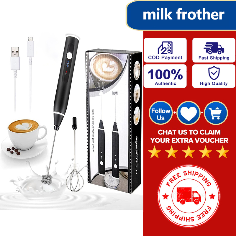 1pc 2 In 1 Electric Milk Frother Whisk Rechargeable Milk Frother Drink  Mixer With 2 Stainless Steel Whisk 3 Speed Adjustable Coffee Frother, Don't Miss These Great Deals