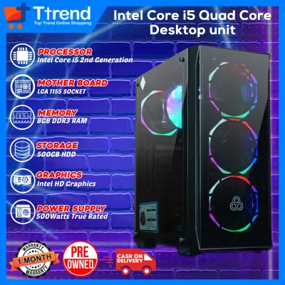 Intel Core i5 Desktop Unit | 8GB RAM, 500GB HDD, 500w True rated PSU | Intelligent Tempered Glass Case w/ 4x RGB FAN | We also have Monitor, Laptop, Desktop Computer, Gaming pc, cpu i3 i5 i7 | TTREND