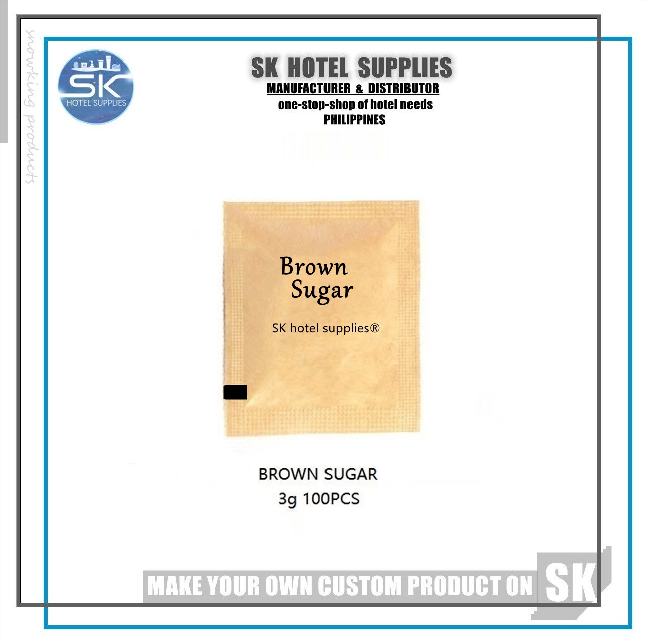 【SK】 100pcs/pack Brown and white Sugar sachet instant sugar HOTEL