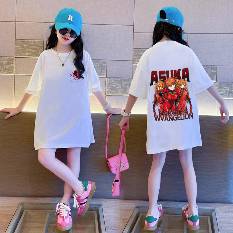 Tshirt For Kids Girls Oversized New Century EVA Round Neck White T