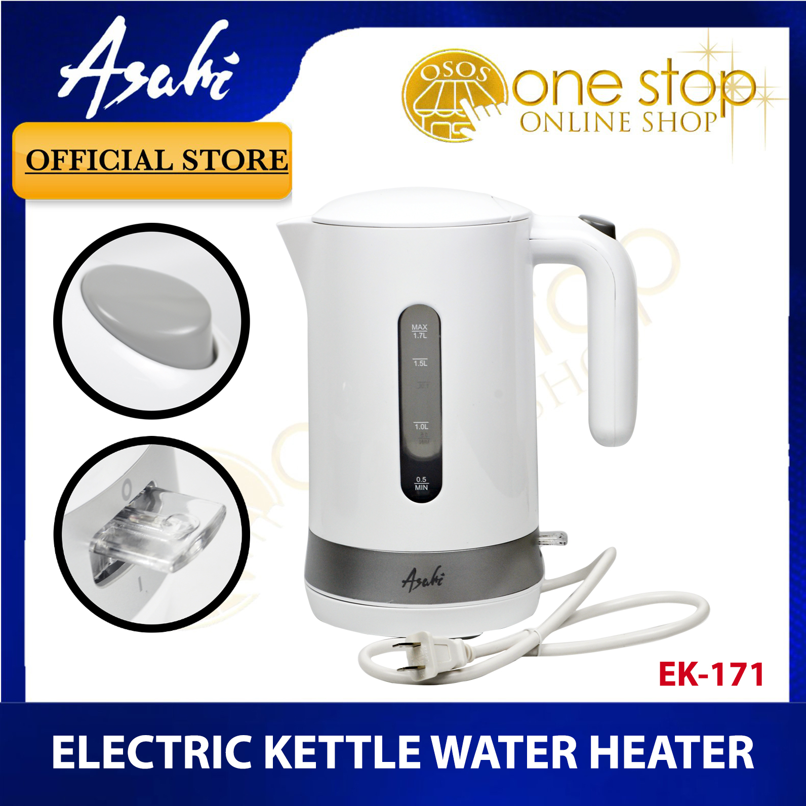 Asahi Original EK 171 Electric Kettle Liter Water Heater with