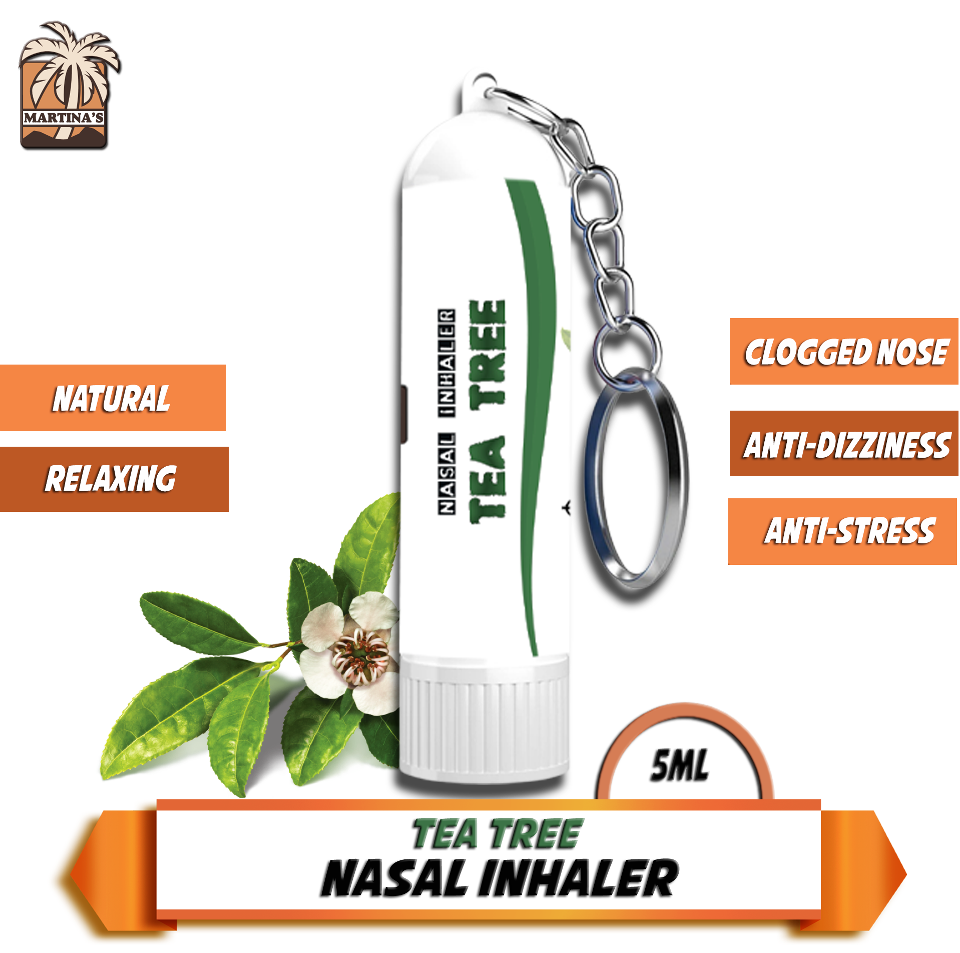 [ TEA TREE NASAL INHALER ] Martina's Allergic Rhinitis Aromatheraphy Anti Dizzy anti Stress