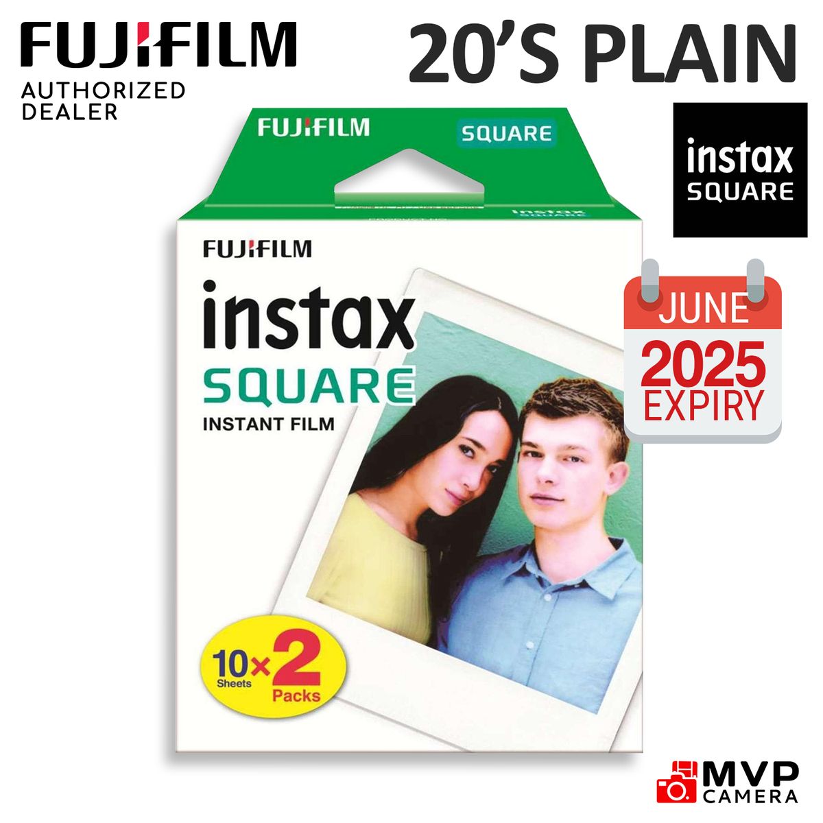 AUTHORIZED DEALER] Fujifilm Instax Square Film Glossy Plain 20
